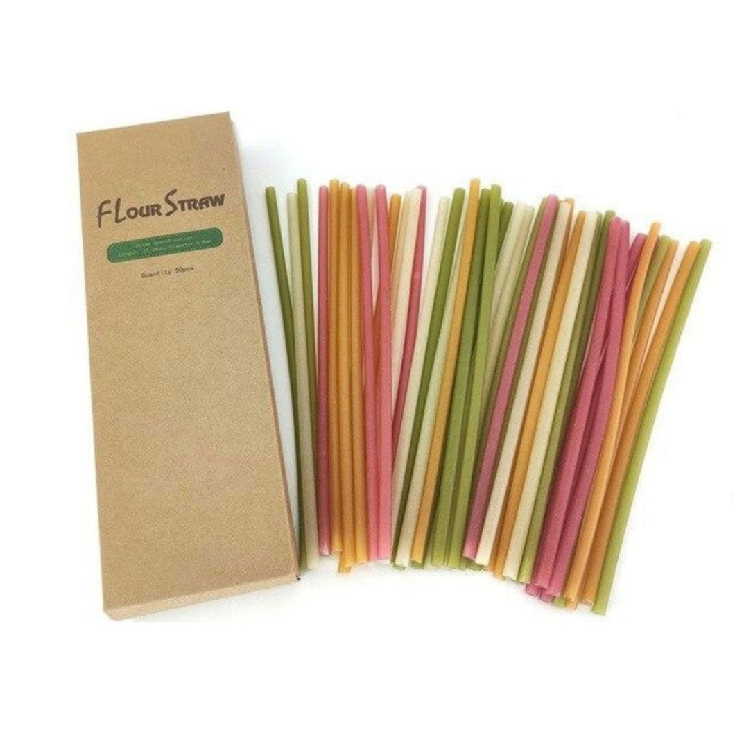 Biodegradable and edible rice flour straws | mixed colour | pack of 50