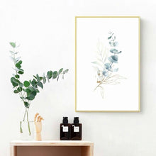 Load image into Gallery viewer, Framed eucalyptus leaves wall art ink printed on canvas in 17 different sizes
