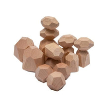 Load image into Gallery viewer, 15 piece set of natural wooden stacking stones, a creative educational Montessori toy
