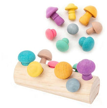 Load image into Gallery viewer, Wooden Montessori mushroom sorting game for toddlers and preschoolers
