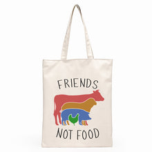 Load image into Gallery viewer, Vegan themed linen tote bag | 12 different designs
