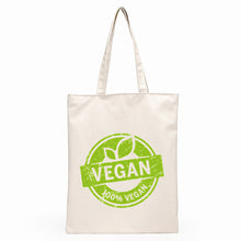 Load image into Gallery viewer, Vegan themed linen tote bag | 12 different designs
