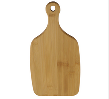 Load image into Gallery viewer, classic and simply shaped bamboo chopping board for your kitchen and for serving
