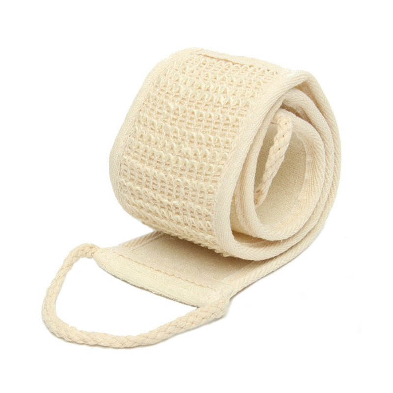 Natural loofah exfoliating back strap