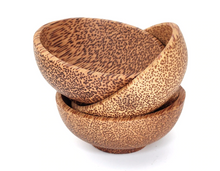 Load image into Gallery viewer, Stack of three natural coconut shell bowls
