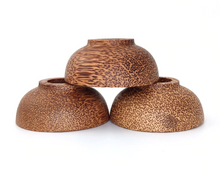 Load image into Gallery viewer, Stack of three natural coconut shell bowls
