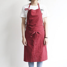 Load image into Gallery viewer, Red sustainable linen and cotton apron
