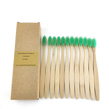 Load image into Gallery viewer, Pack of 12 turquoise colour bamboo toothbrushes 
