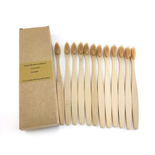 Load image into Gallery viewer, Pack of 12 natural colour bamboo toothbrushes 
