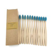 Load image into Gallery viewer, Pack of 12 zero-waste multi-coloured bamboo toothbrushes with soft bristle
