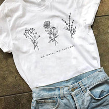 Load image into Gallery viewer, White flower child themed cotton t-shirt | 10 different designs
