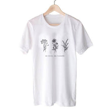 Load image into Gallery viewer, White flower child themed cotton t-shirt | 10 different designs
