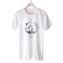 Load image into Gallery viewer, White flower child themed cotton t-shirt | 10 different designs
