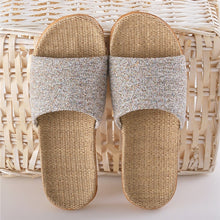 Load image into Gallery viewer, Sustainable natural flax sandals in different sizes and gift
