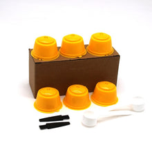 Load image into Gallery viewer, Six yellow reusable coffee capsules for Nespresso
