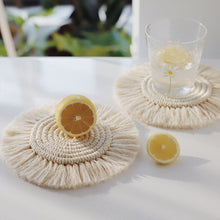 Load image into Gallery viewer, Natural handmade cotton macrame cord drink coaster and placemat
