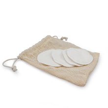 Load image into Gallery viewer, 12 reusable bamboo face cleansing pads in cotton laundry bag
