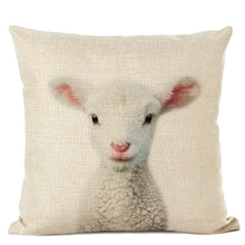 Load image into Gallery viewer, Linen cushion case with cute baby animal lamb face
