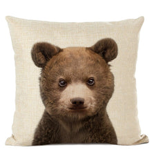 Load image into Gallery viewer, Linen cushion case with cute baby animal bear face
