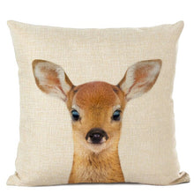 Load image into Gallery viewer, Linen cushion case with cute baby animal deer face
