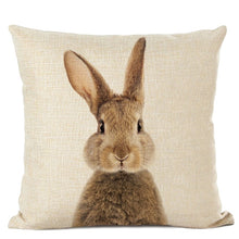 Load image into Gallery viewer, Linen cushion case with cute baby animal rabbit face
