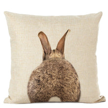 Load image into Gallery viewer, Linen cushion case with cute baby animal rabbit back
