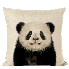 Load image into Gallery viewer, Linen cushion case with cute baby animal panda bear face
