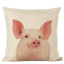 Load image into Gallery viewer, Linen cushion case with cute baby animal pig face
