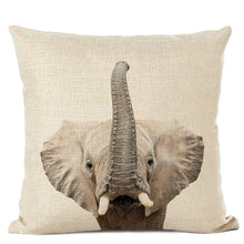 Load image into Gallery viewer, Linen cushion case with cute baby animal elephant face
