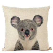 Load image into Gallery viewer, Linen cushion case with cute baby animal koala bear face
