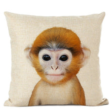 Load image into Gallery viewer, Linen cushion case with cute baby animal monkey face
