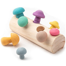 Load image into Gallery viewer, Wooden Montessori mushroom sorting game for toddlers and preschoolers
