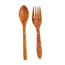 Load image into Gallery viewer, 100% natural and organic coconut wood cutlery set
