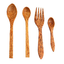 Load image into Gallery viewer, 100% natural and organic coconut wood cutlery set
