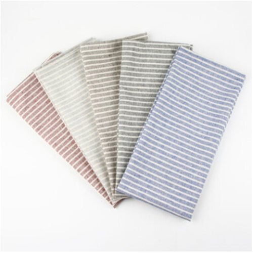 Five sustainable handmade linen napkins in different colours and gift