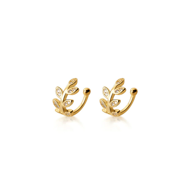 Pair of earring ear clips in the shape of leaves | no piercing needed